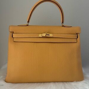 Kelly 35 Natural Sabel Clemence Leather GHW